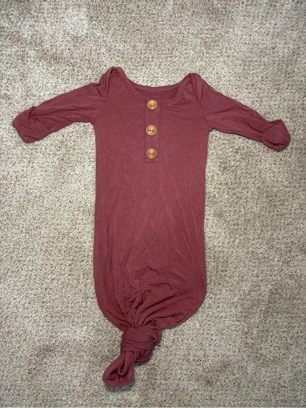 Caden Lane Wine Color Bamboo Knotted Gown Size 0-3 Months